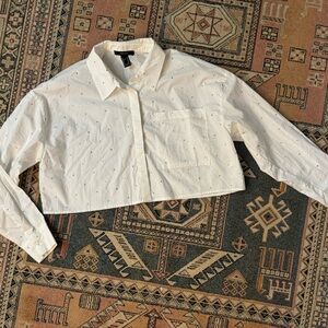 Forever 21 White Rhinestone Shirt